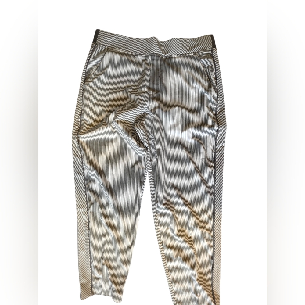 Athleta Brooklyn Ankle Pants Side Stripe Gray White Track Joggers Women’s Sz 10 - Picture 7 of 10